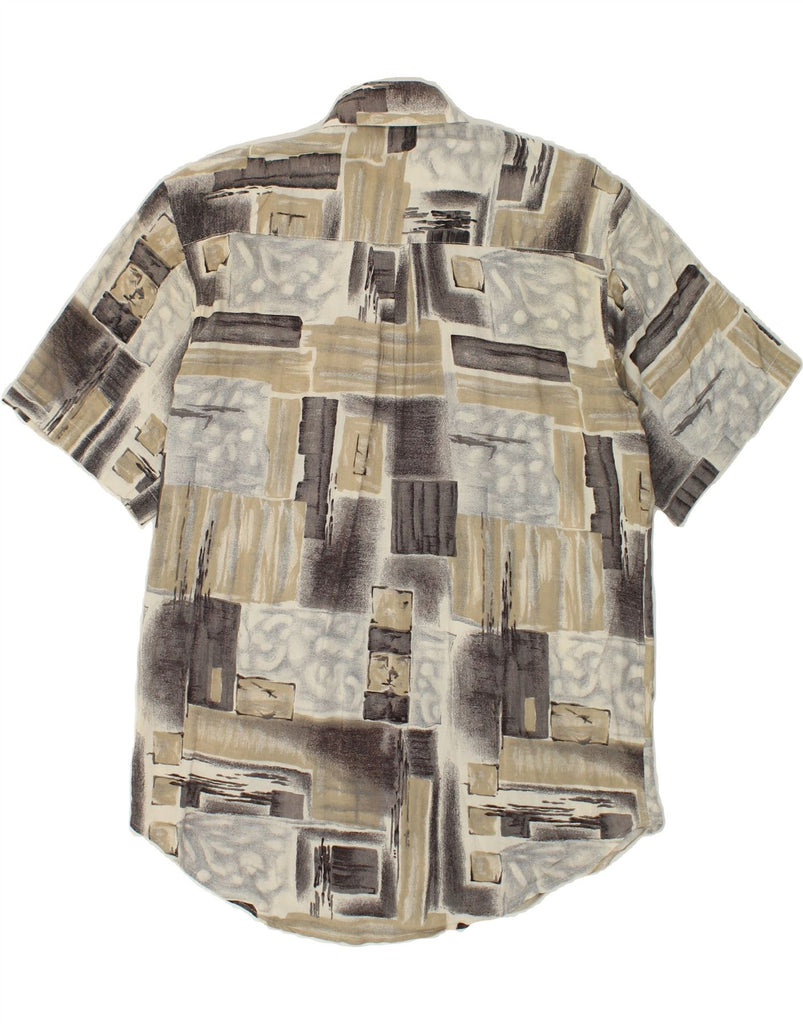 HAPPY LIFE Mens Abstract Pattern Short Sleeve Shirt Size 39/40 Medium Grey | Vintage Happy Life | Thrift | Second-Hand Happy Life | Used Clothing | Messina Hembry 