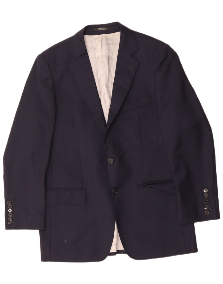 Zara Mens 2 Button Blazer Jacket EU 54 XL Navy Blue