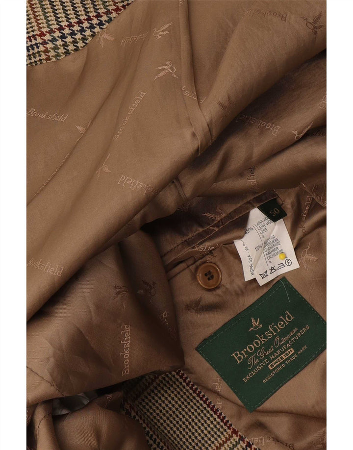 Brooksfield Mens 2 Button Blazer Jacket IT 50 Large Beige Check Wool
