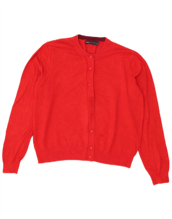Marks & Spencer Womens Crop Cardigan Sweater UK 14 Medium Red Viscose