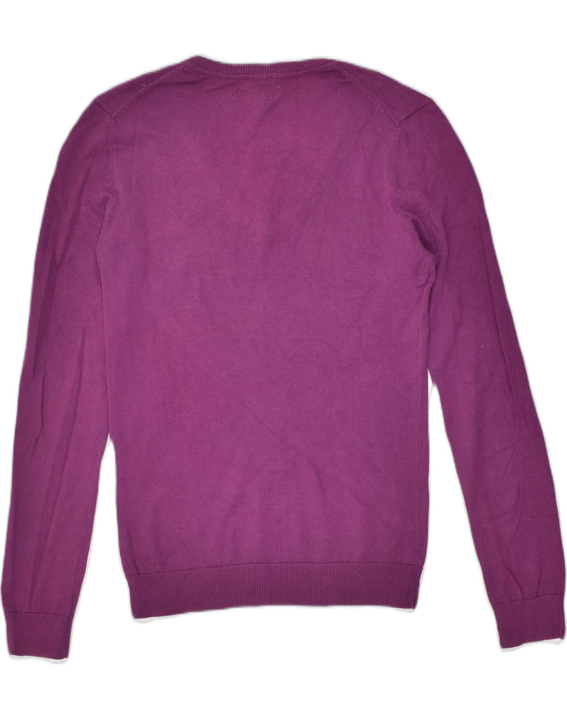 TOMMY HILFIGER Womens V-Neck Jumper Sweater UK 6 XS Purple Cotton | Vintage Tommy Hilfiger | Thrift | Second-Hand Tommy Hilfiger | Used Clothing | Messina Hembry 