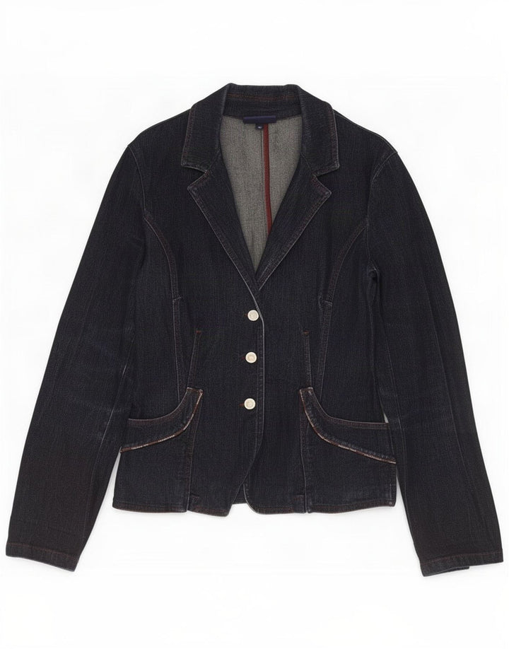 Trussardi Jeans Womens 3 Button Denim Blazer Jacket IT 46 Large Navy Blue