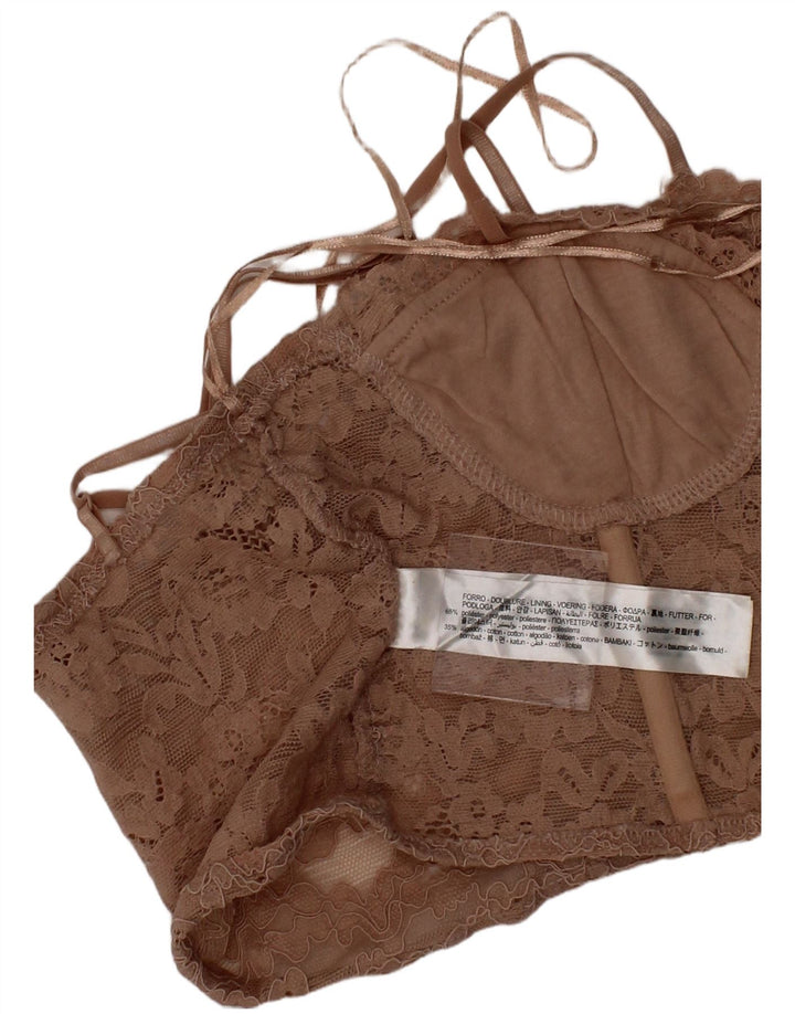 Zara Womens Lace Corset Top Small Beige Floral Polyester