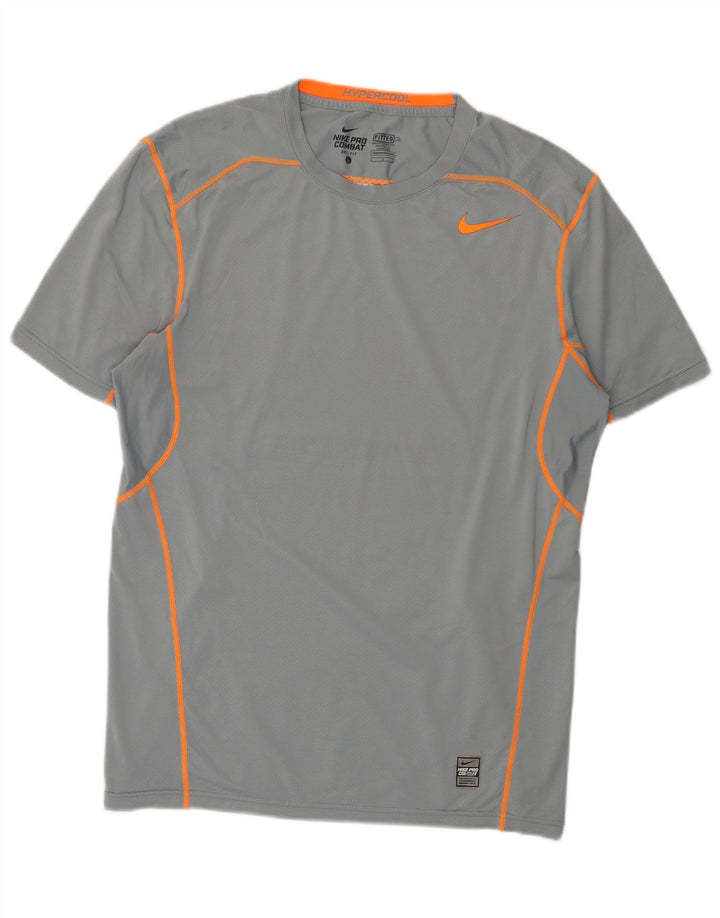 Nike Mens Dri Fit T-Shirt Top Large Grey Colourblock Polyester
