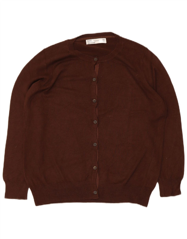Zara Womens Cardigan Sweater UK 14 Medium Brown Viscose