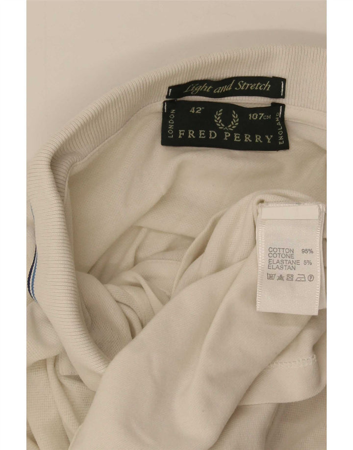 Fred Perry Mens Polo Shirt Medium White Cotton