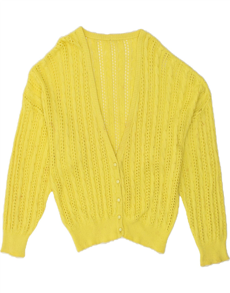 VINTAGE Womens Cardigan Sweater IT 48 XL Yellow Cotton | Vintage Vintage | Thrift | Second-Hand Vintage | Used Clothing | Messina Hembry 