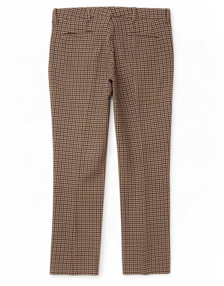 Zara Womens Straight Chino Trousers Medium W28 L28 Brown Check Polyester