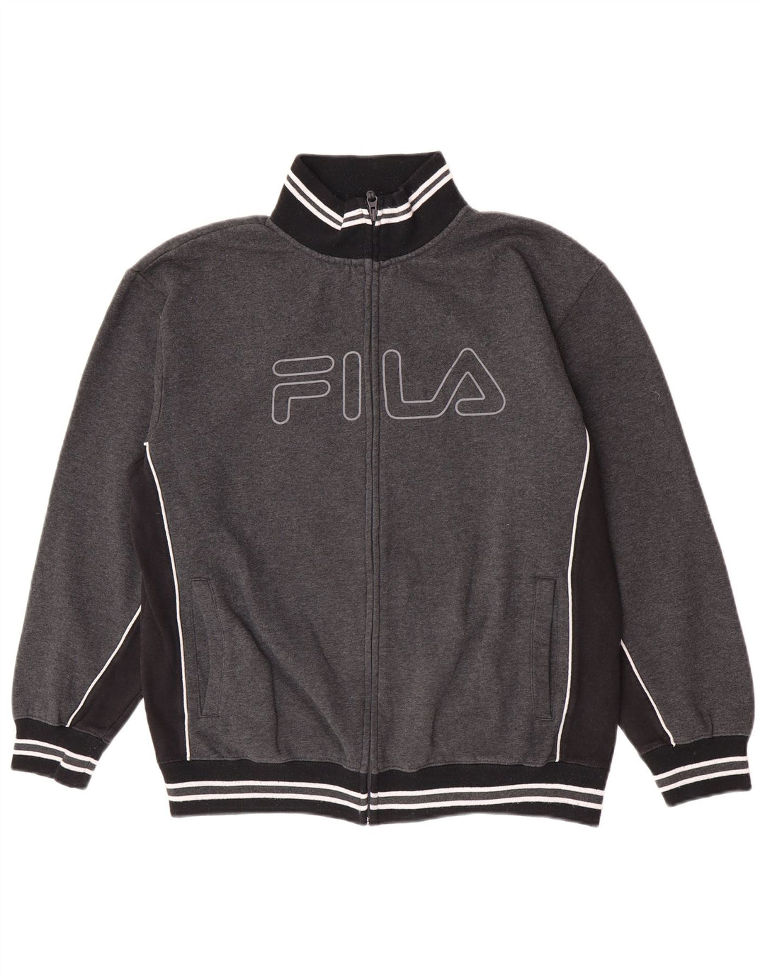 Fila Mens Graphic Tracksuit Top Jacket Large Grey Colourblock