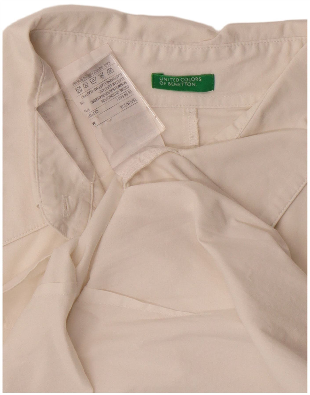 BENETTON Womens Pullover Shirt UK 12 Medium White Cotton