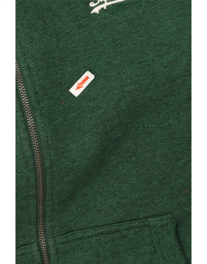 Superdry Mens Zip Hoodie Sweater Medium Green Cotton