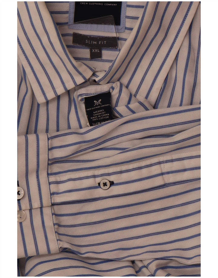 Crew Clothing Mens Slim Fit Shirt 2XL White Striped Cotton