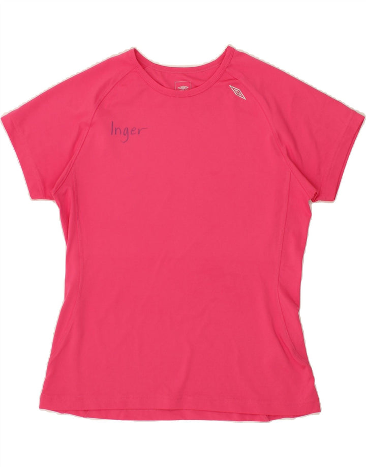 UMBRO Womens Graphic T-Shirt Top UK 16 Large Pink Polyester Vintage Umbro and Second-Hand Umbro from Messina Hembry 