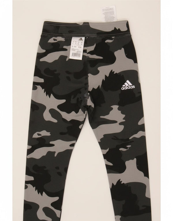 Adidas Girls Leggings 9-10 Years  Grey Camouflage Cotton