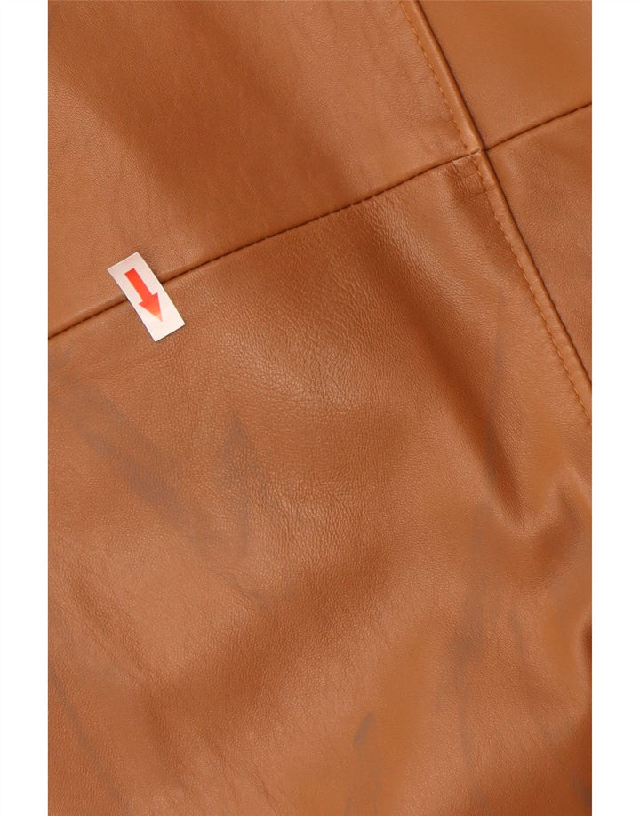 Vintage Womens Oversized Leather Jacket EU 44 XL Brown Leather