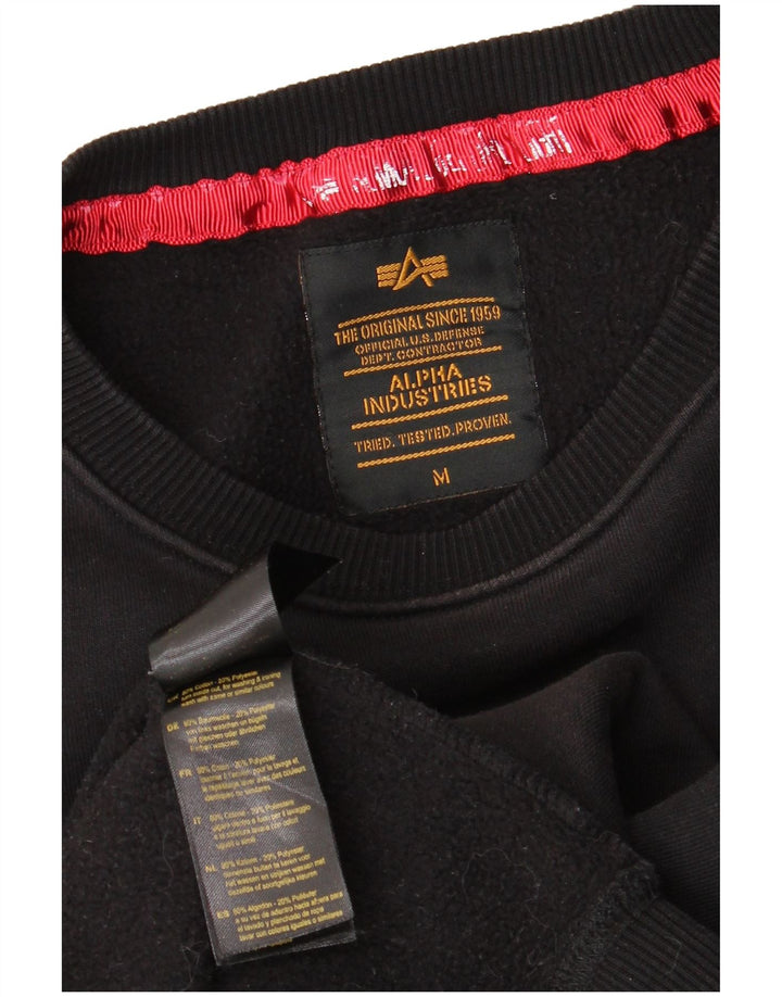 Alpha Industries Mens Graphic Sweatshirt Jumper Medium Black Cotton