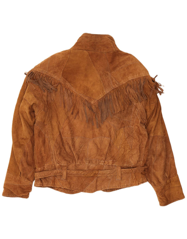 Vintage Womens Western Suede Jacket UK 14 Medium Brown