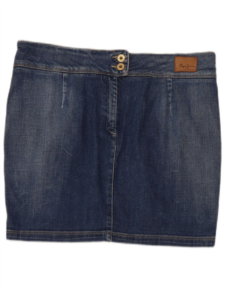 PEPE Jeans Womens Denim Mini Skirt Large W32 Blue Cotton