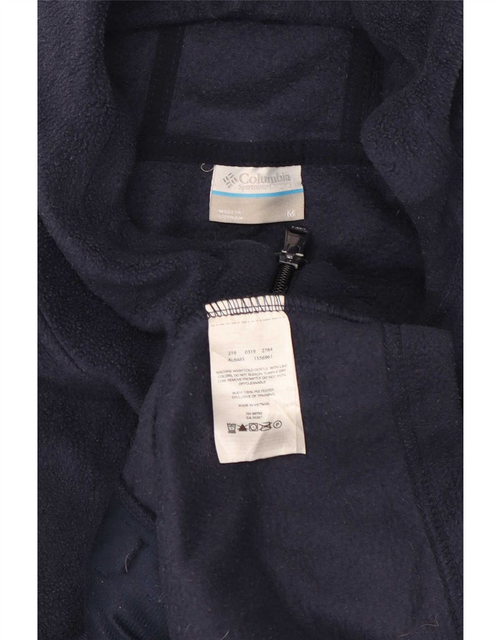 Columbia Womens Hooded Fleece Jacket UK 14 Medium Navy Blue Polyester