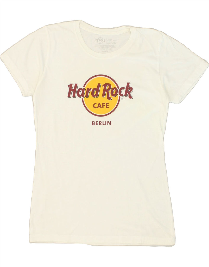 HARD ROCK CAFE Womens Berlin Graphic T-Shirt Top UK 12 Medium White Cotton | Vintage Hard Rock Cafe | Thrift | Second-Hand Hard Rock Cafe | Used Clothing | Messina Hembry 