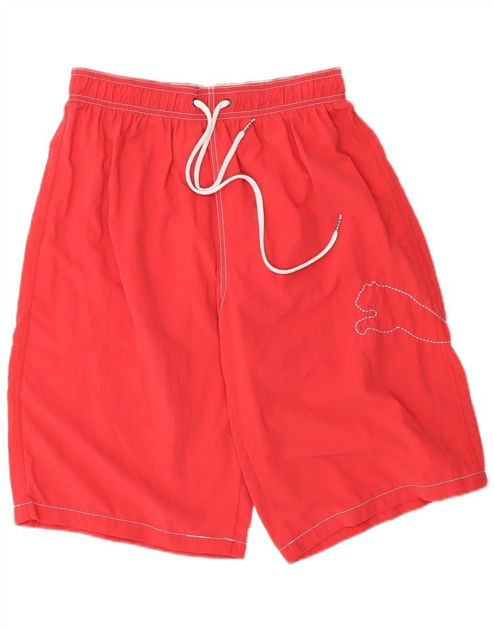 PUMA Mens Graphic Swimming Shorts Medium Red Polyamide
