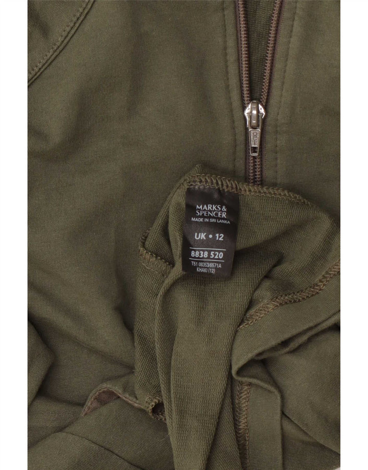 Marks & Spencer Womens Tracksuit Top Jacket UK 12 Medium Khaki Cotton