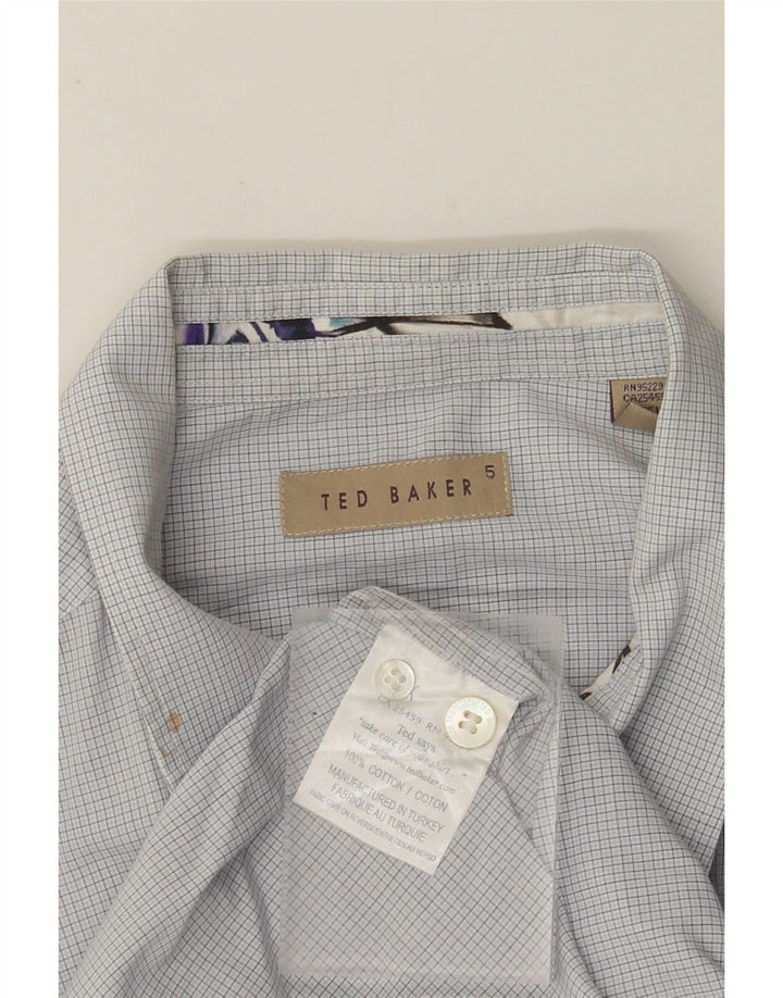 TED BAKER Mens Shirt Size 5 XL Blue Gingham Cotton
