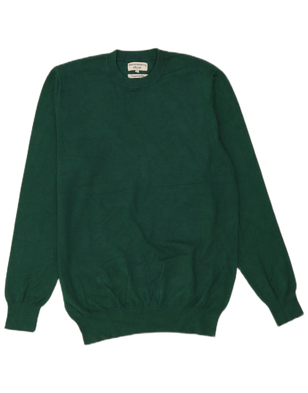 Vintage Mens Crew Neck Jumper Sweater Large Green Viscose