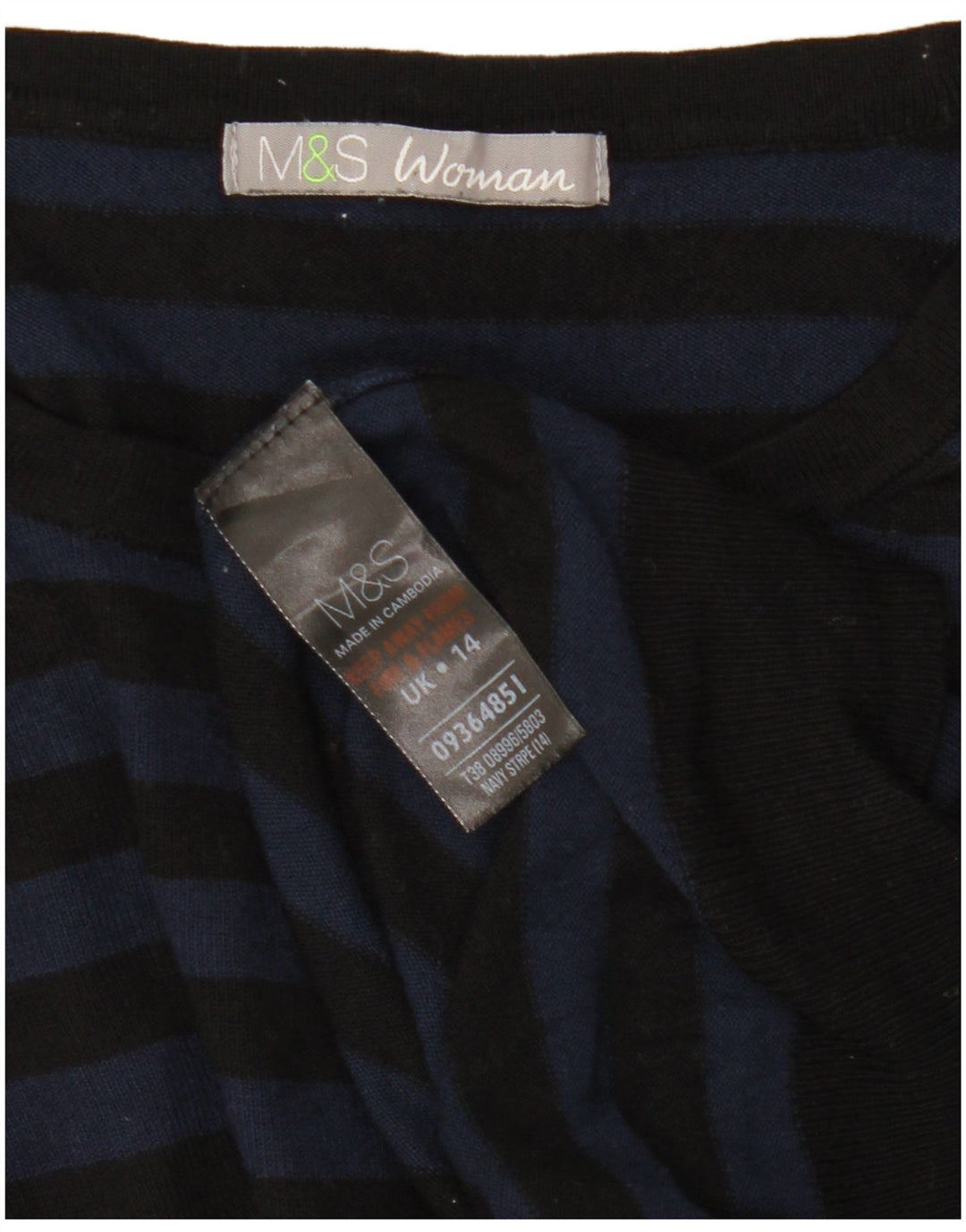 Marks & Spencer Womens Boat Neck Jumper Sweater UK 14 Medium Navy Blue