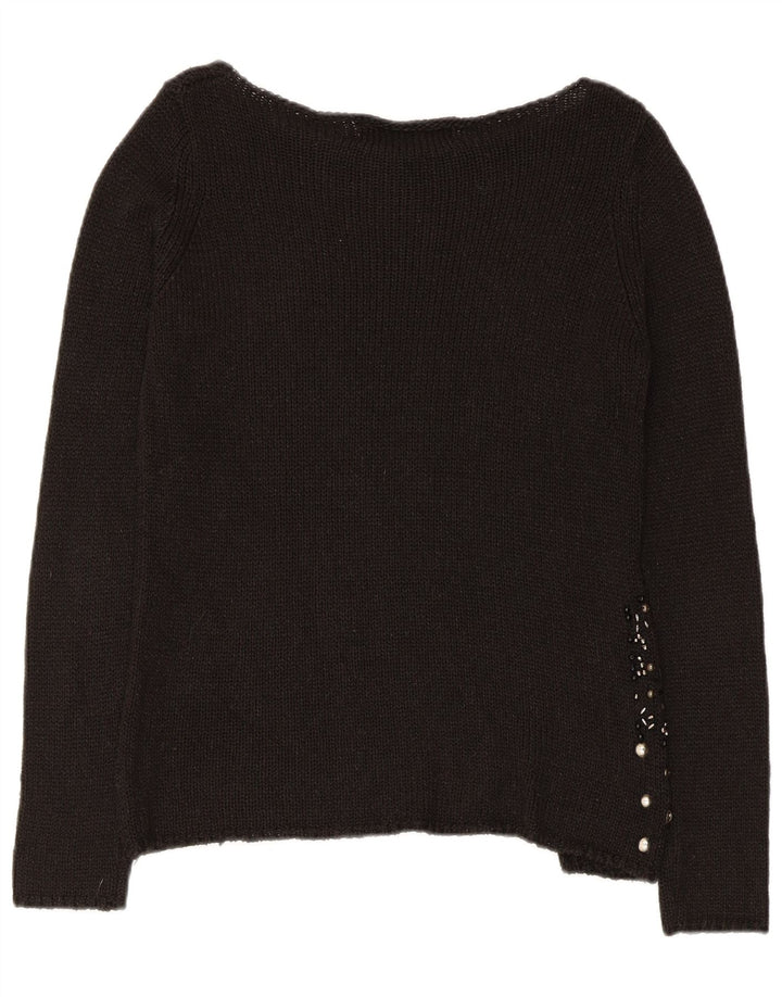 Zara Womens Boat Neck Jumper Sweater UK 12 Medium Black