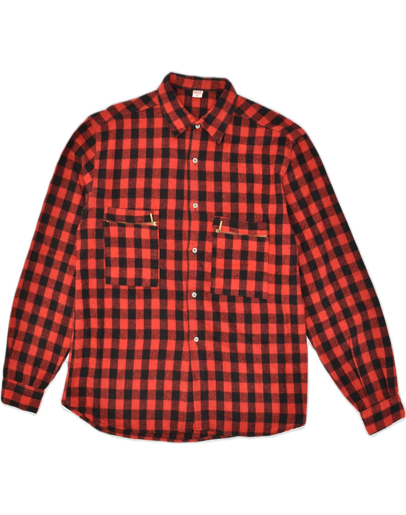 VINTAGE Mens Flannel Shirt Large Red Check Cotton | Vintage Vintage | Thrift | Second-Hand Vintage | Used Clothing | Messina Hembry 