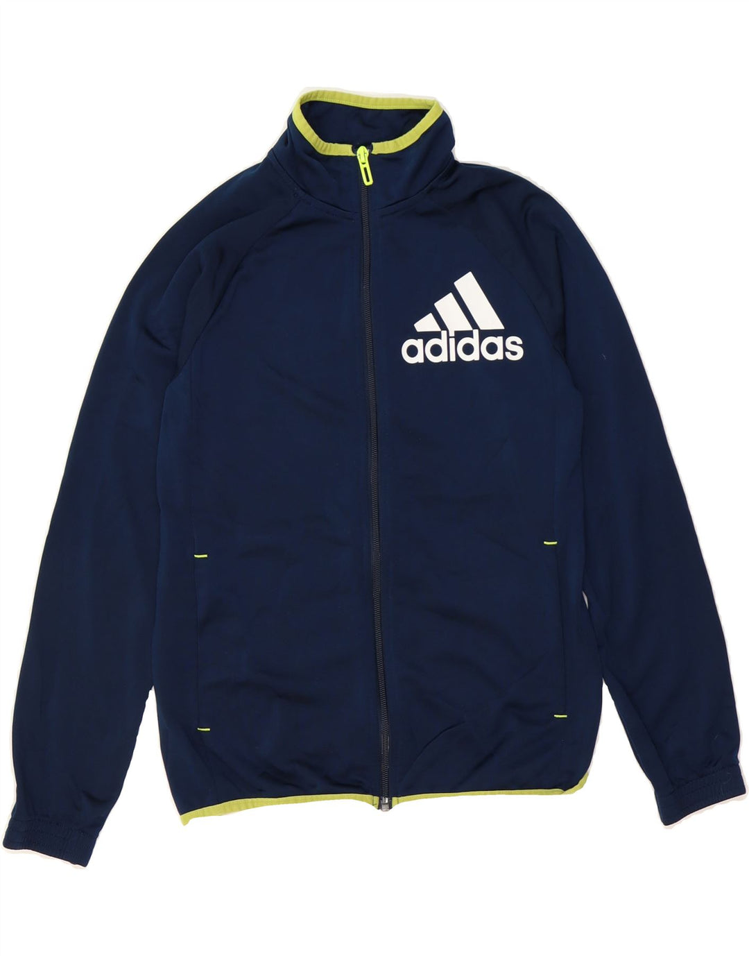 ADIDAS Boys Graphic Tracksuit Top Jacket 11-12 Years Navy Blue Polyester Vintage Adidas and Second-Hand Adidas from Messina Hembry 
