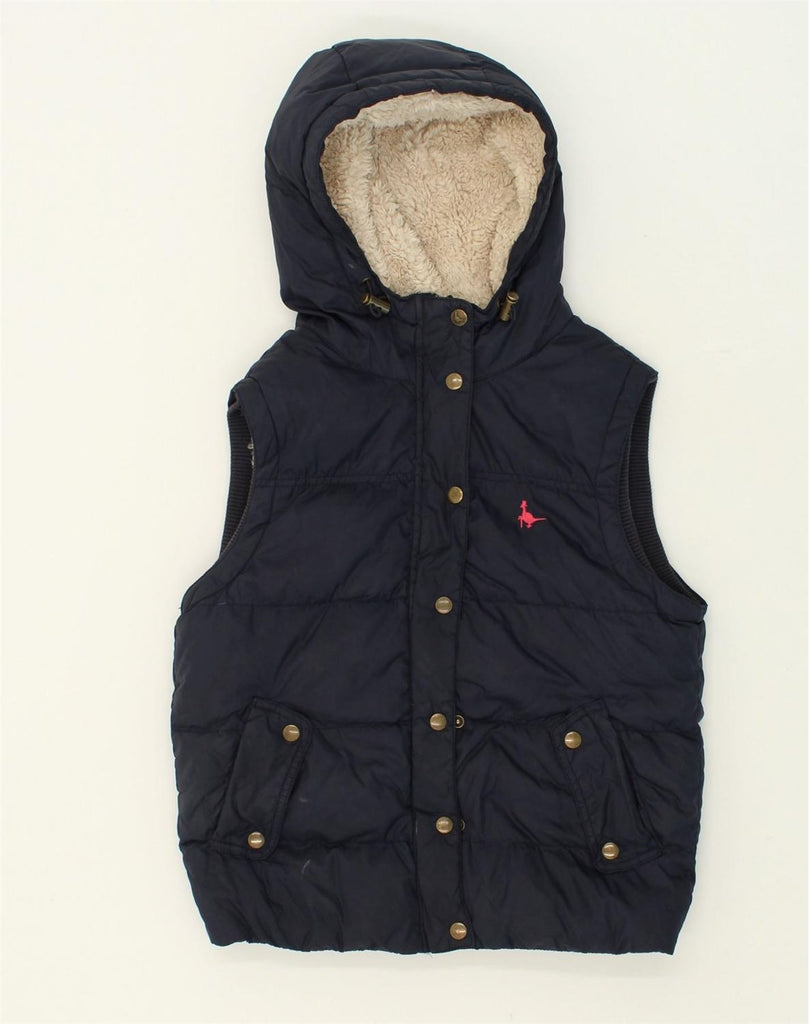 JACK WILLS Womens Hooded Sherpa Padded Gilet UK 10 Small  Navy Blue | Vintage Jack Wills | Thrift | Second-Hand Jack Wills | Used Clothing | Messina Hembry 