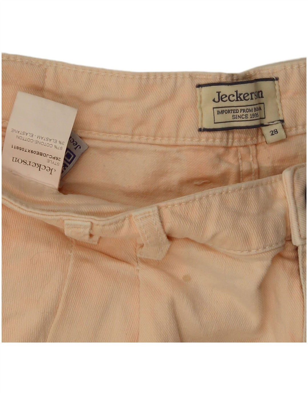 Jeckerson Womens Pegged Denim Shorts W28 Medium  Pink Cotton