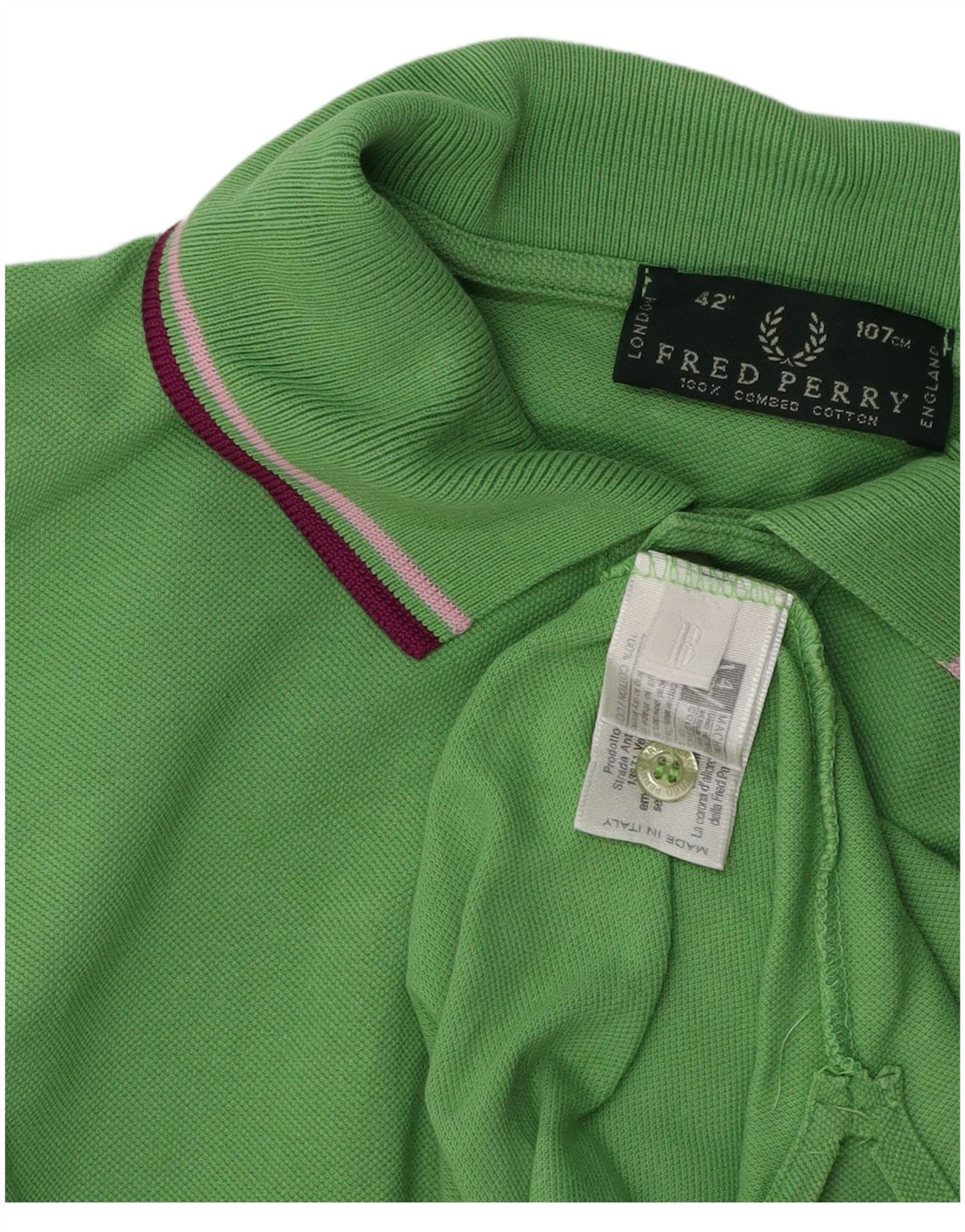 FRED PERRY Mens Polo Shirt Medium Green Cotton