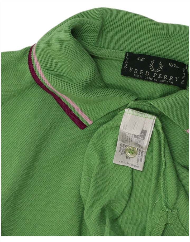 FRED PERRY Mens Polo Shirt Medium Green Cotton