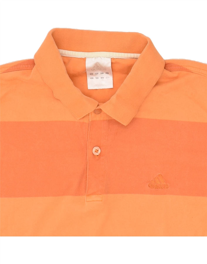 ADIDAS Mens Polo Shirt Large Orange Striped Cotton Vintage Adidas and Second-Hand Adidas from Messina Hembry 