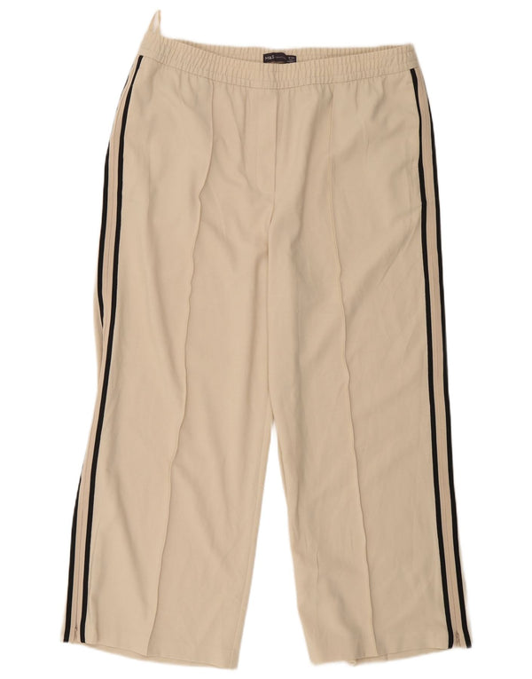 Marks & Spencer Womens Crop Tracksuit Trousers UK 18 XL Off White Polyester