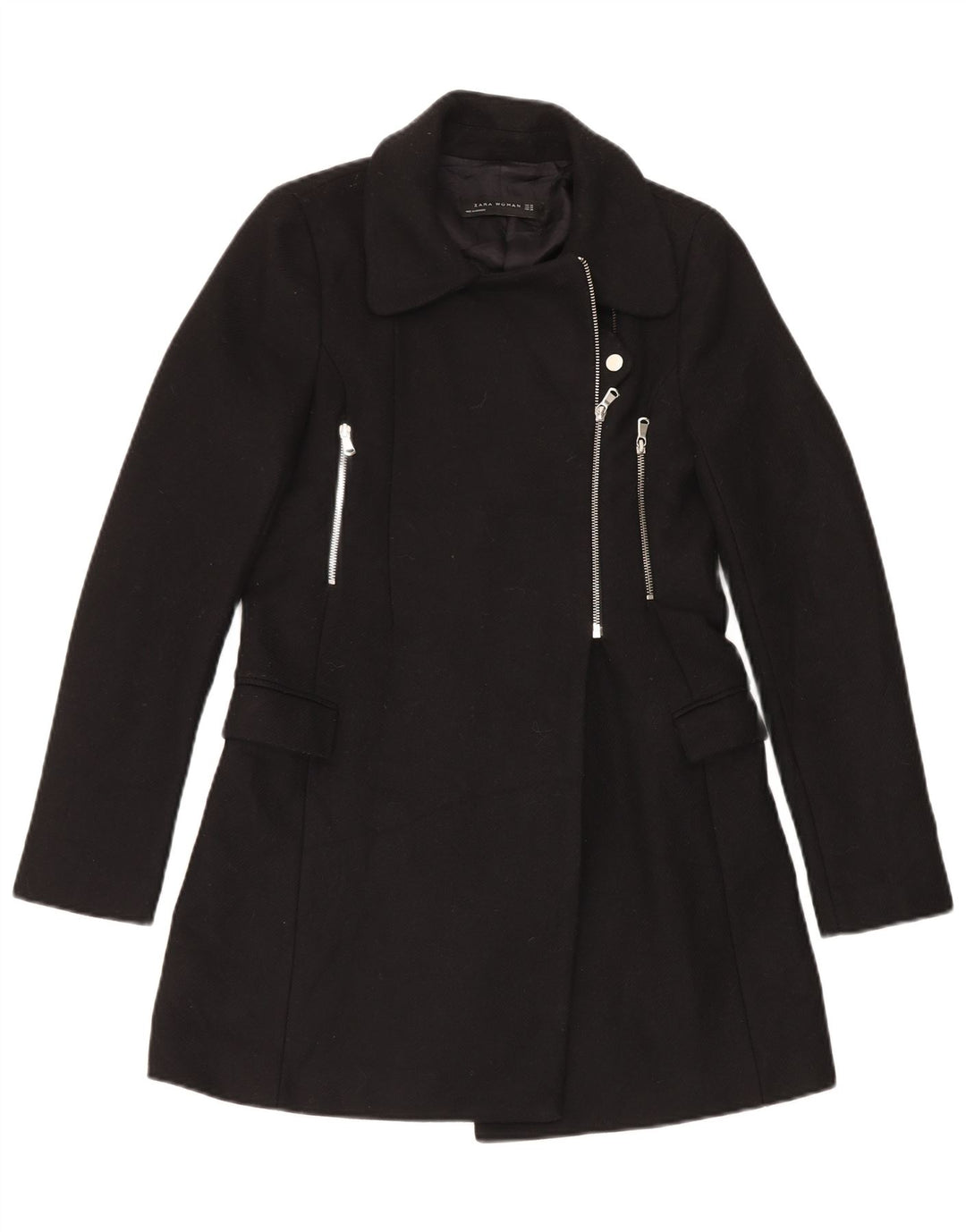 Zara Womens Overcoat UK 6 XS Black
