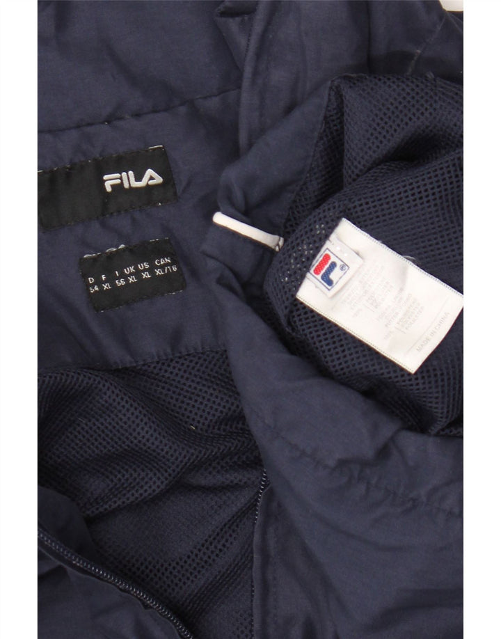 Fila Mens Graphic Rain Jacket UK 42 XL Navy Blue Striped Polyester