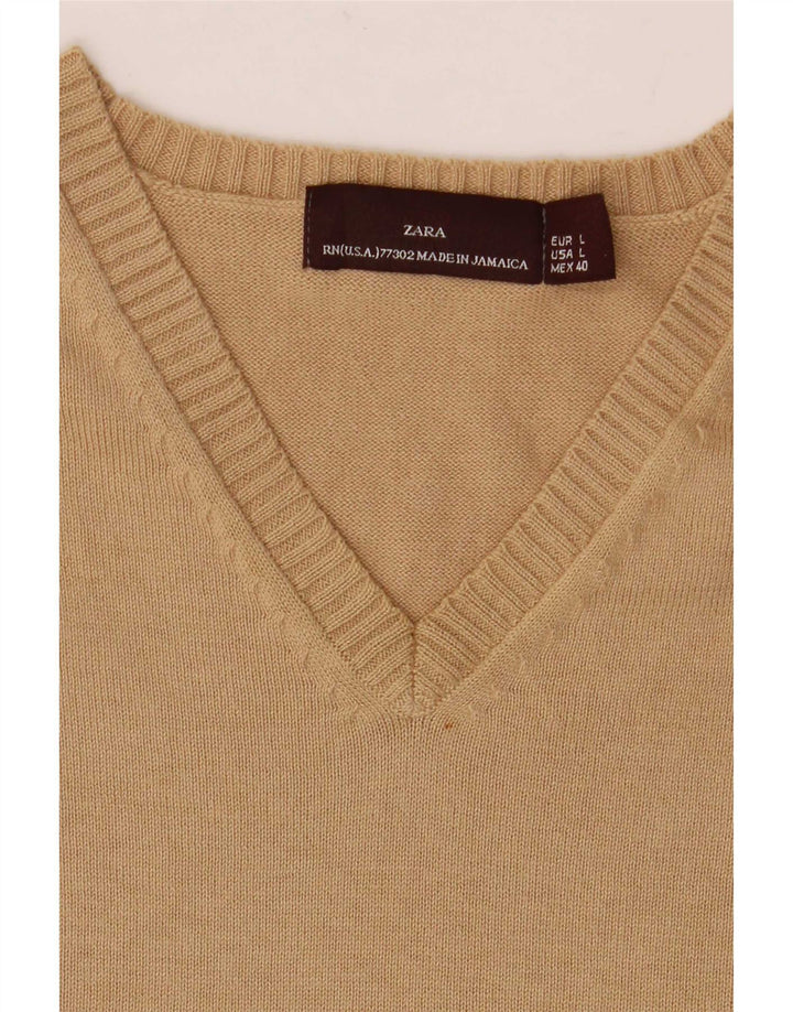 Zara Mens Vest Tank Top Large Beige