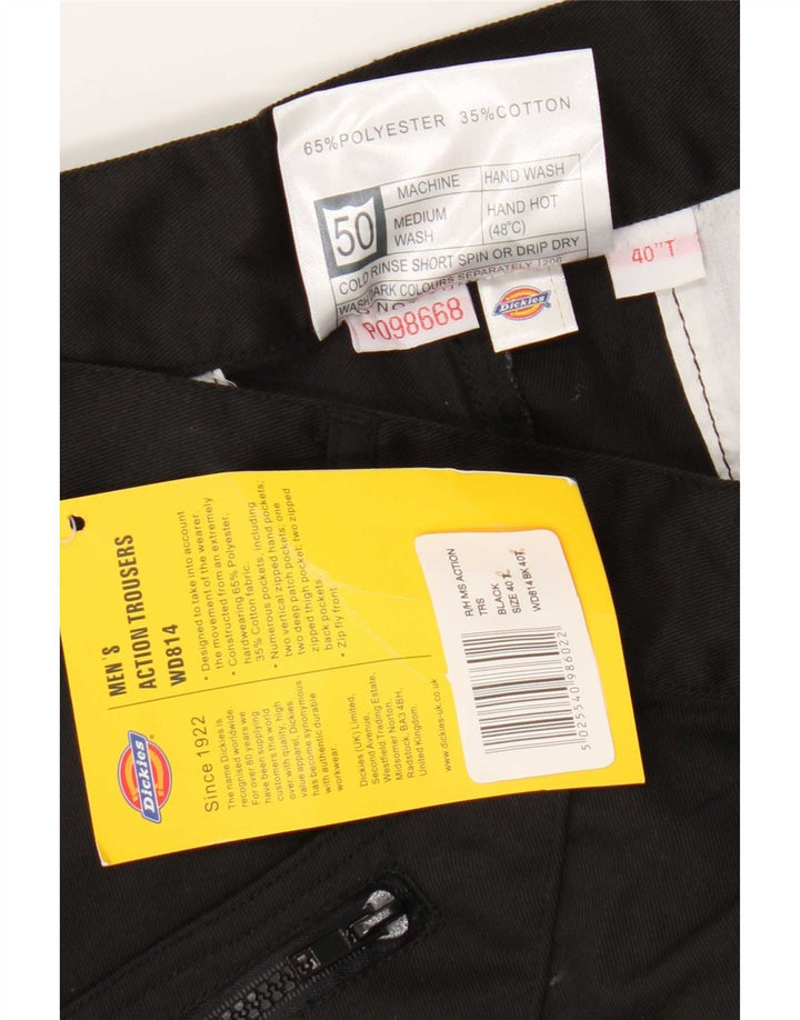 Dickies Mens Straight Cargo Trousers W40 L30 Black Polyester