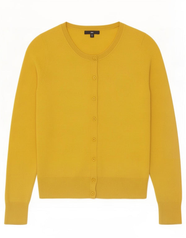 Gap Womens Crop Cardigan Sweater UK 10 Small Yellow Cotton