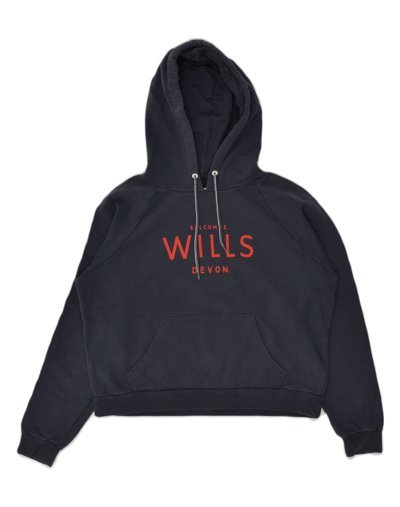 JACK WILLS Womens Oversized Crop Hoodie Jumper UK 8 Small Navy Blue Cotton | Vintage Jack Wills | Thrift | Second-Hand Jack Wills | Used Clothing | Messina Hembry 