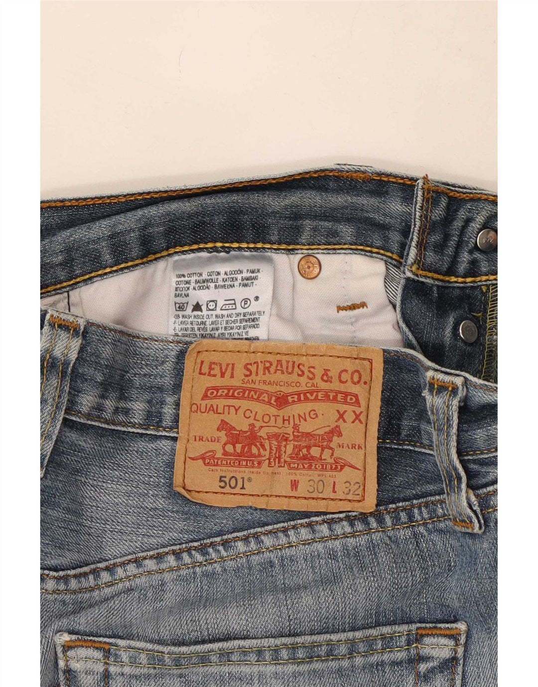 Levi's Mens 501 Distressed Straight Jeans W30 L29 Blue Cotton
