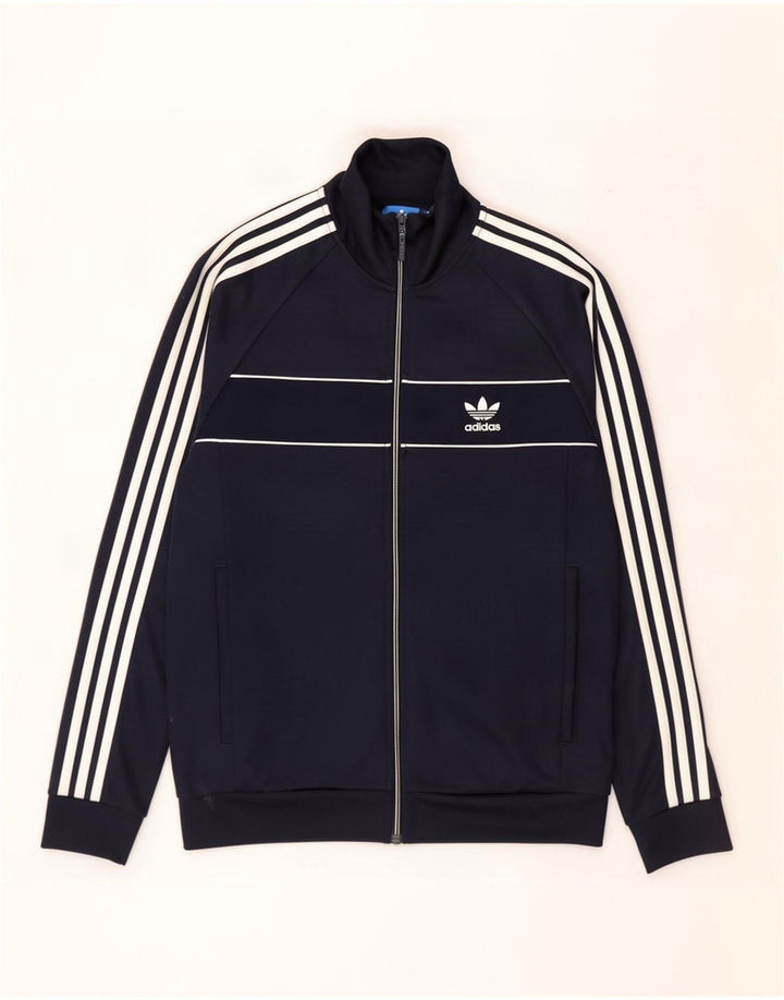 Adidas Mens Tracksuit Top Jacket Medium Navy Blue Cotton