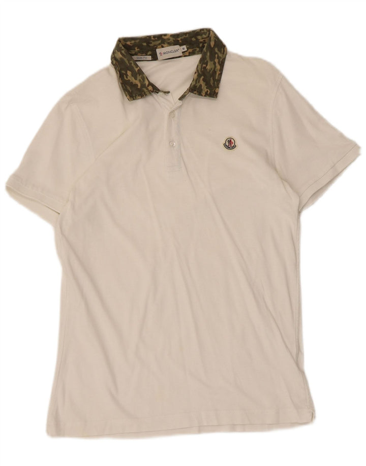 Moncler Mens Slim Fit Polo Shirt Medium White Camouflage