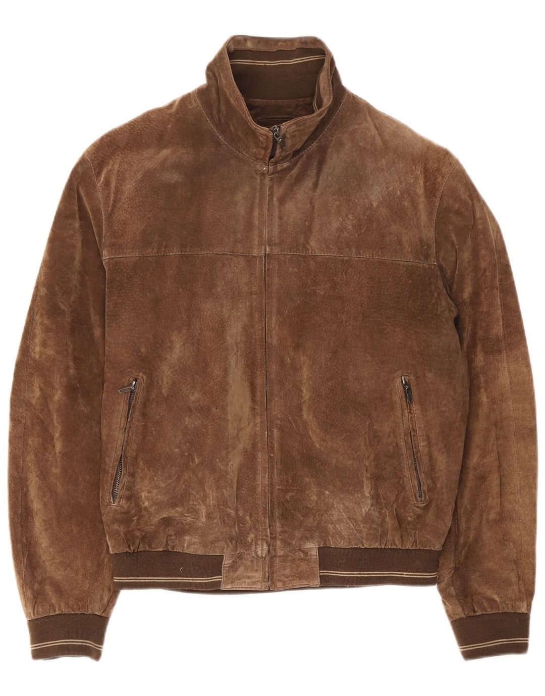 Basic Mens Suede Bomber Jacket IT 52 XL Brown Leather