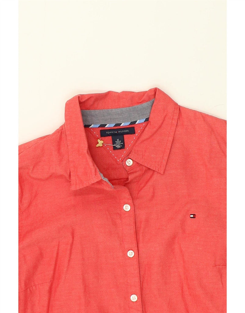 TOMMY HILFIGER Womens Shirt UK 12 Medium Red Cotton Vintage Tommy Hilfiger and Second-Hand Tommy Hilfiger from Messina Hembry 