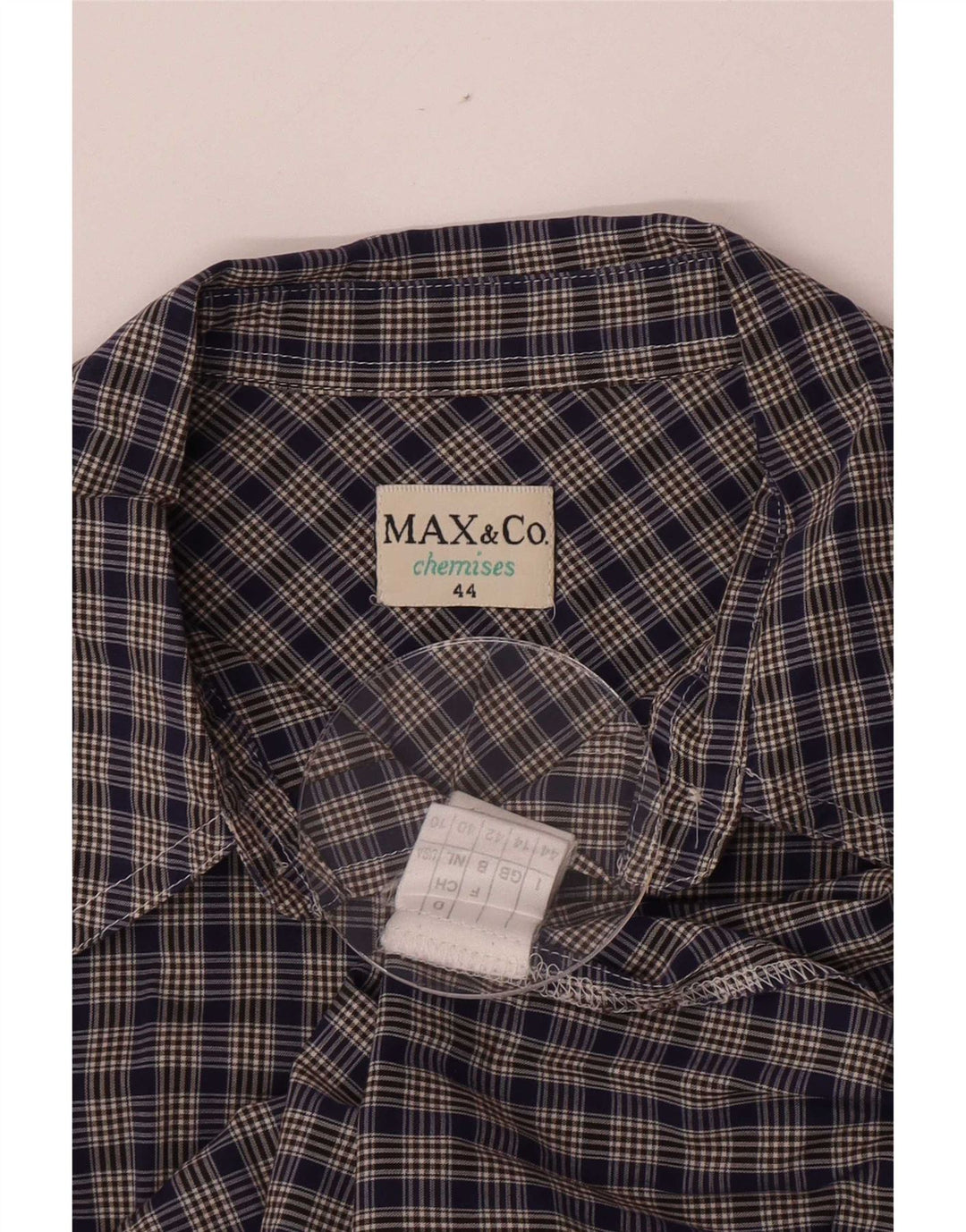 Max & Co. Womens Shirt UK 14 Medium Navy Blue Check Cotton